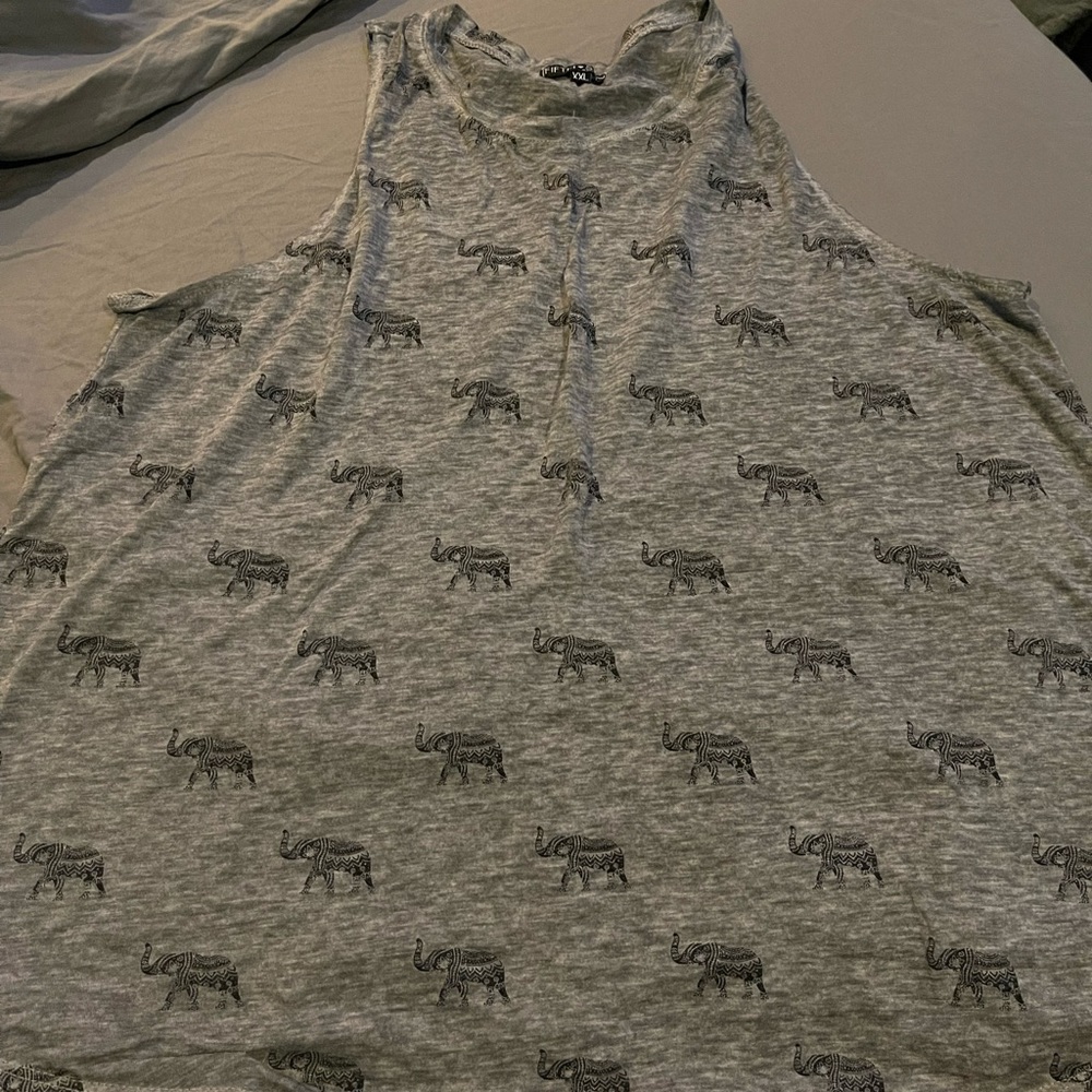 High rise tank top with elephants